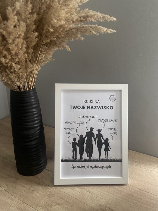 Plakat rodzinny 2+3 personalizowany prezent
