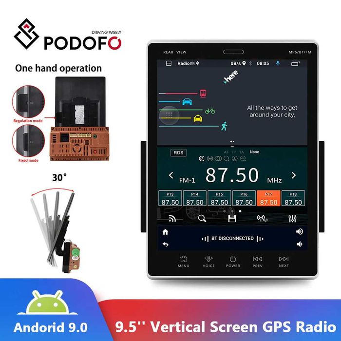 D46- Auto rádio Vertical Universal android 10.0 1gb ram 16gb tela 9.5