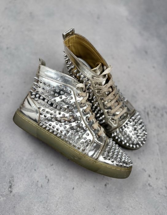 Buty Christian Louboutin Louis Flat Antispecchio Spike Silver Men's US 9 / EU 42