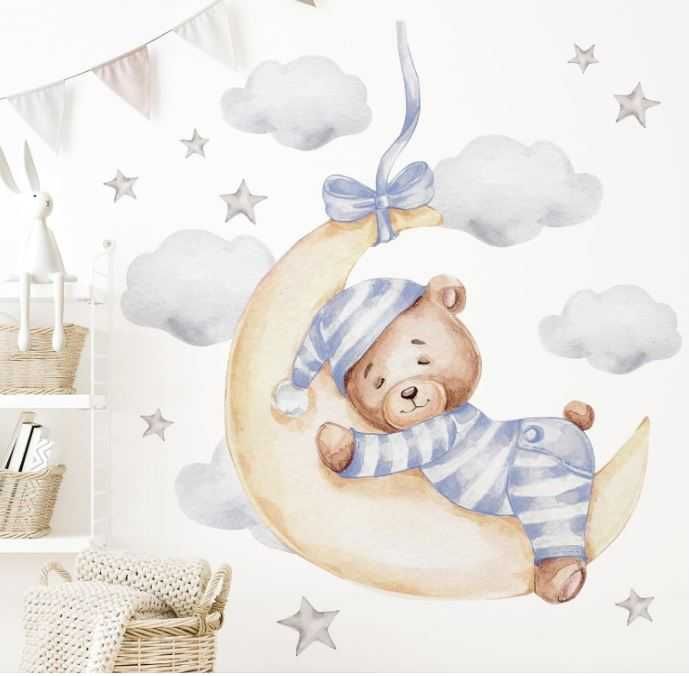 Little Deco Naklejka Na ścianę Dla Dziecka  Śpiący Miś M