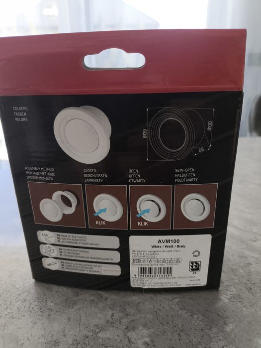 Anemostat  nawiewnik klik fi 100 Velite Nowy