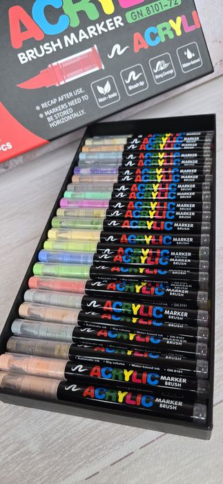 Акрилові маркери браш GuangNa, акриловые маркеры металик, фломастеры