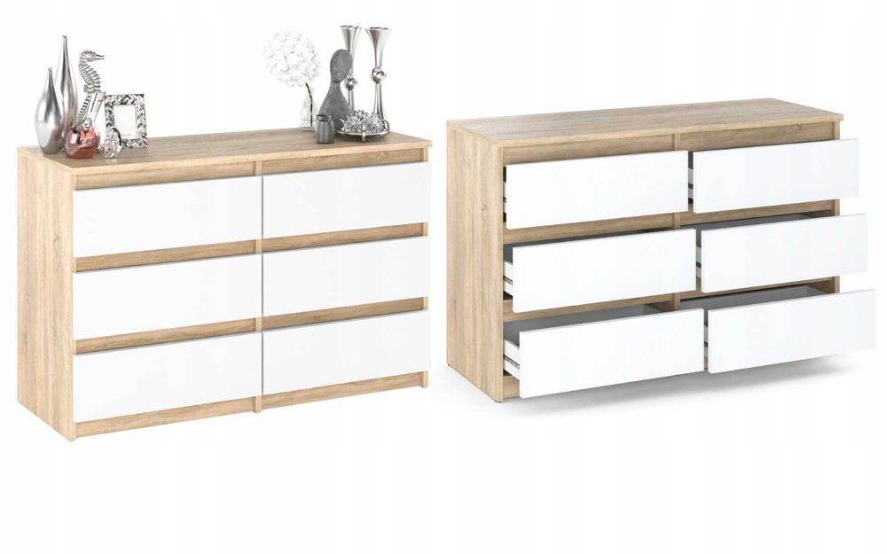 Komoda 6 szuflad biała pojemna 100  darmowa wysyłka rtv szafa regał