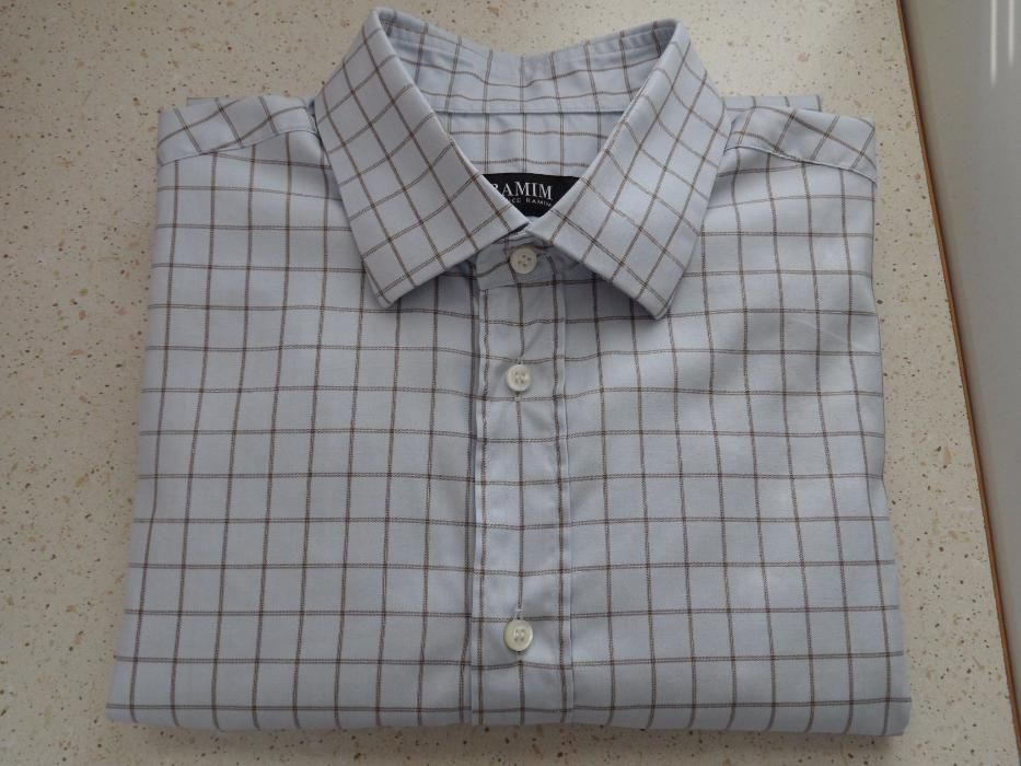 Italy koszula krata jasna elegancka kołn.41 r.16 1/2 j.nowa