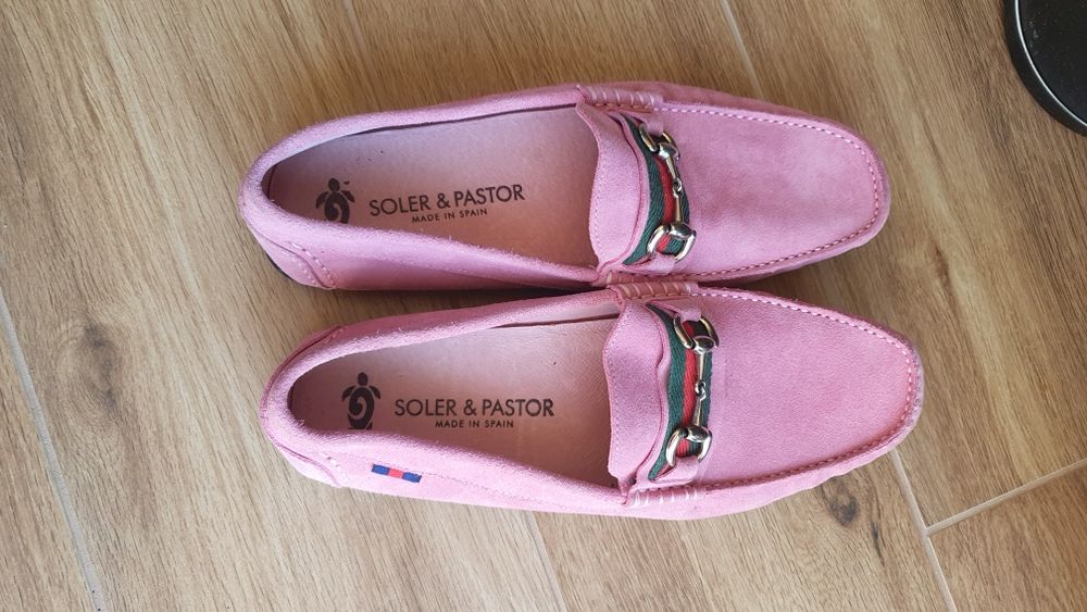 Nowe różowe mokasyny ze skóry naturalnej r.45 Soler&Pastor