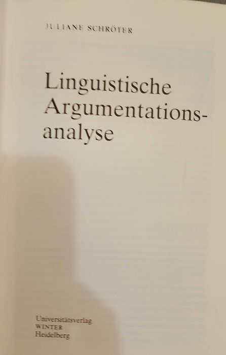 książka o analizie argumentacji "Linguistische Argumentationsanalyse"