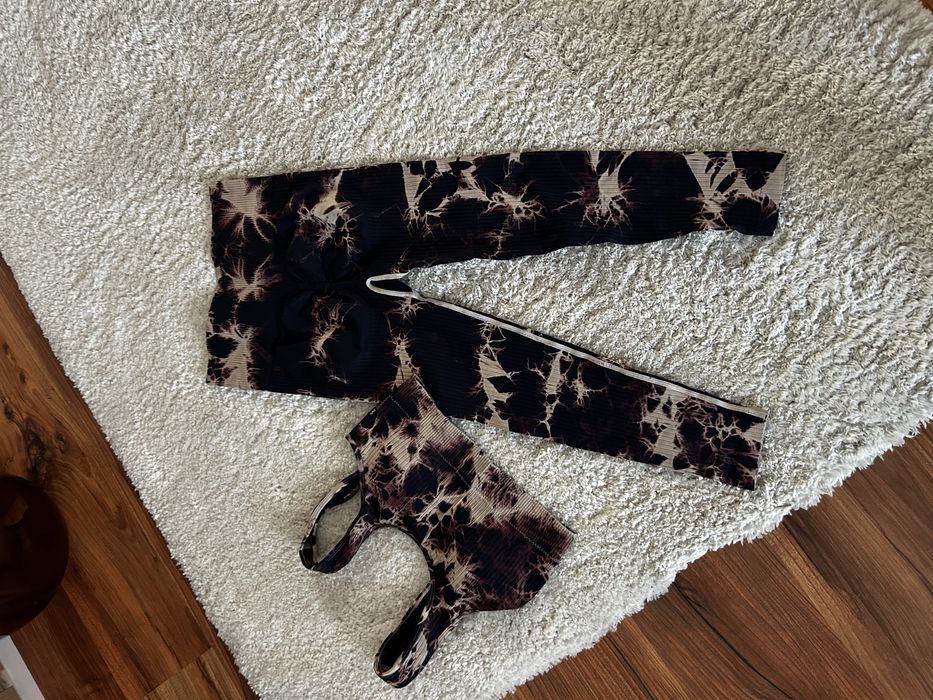 Komplet sportowy marmurkowy na siłownię top fitness damski S 36 Shein