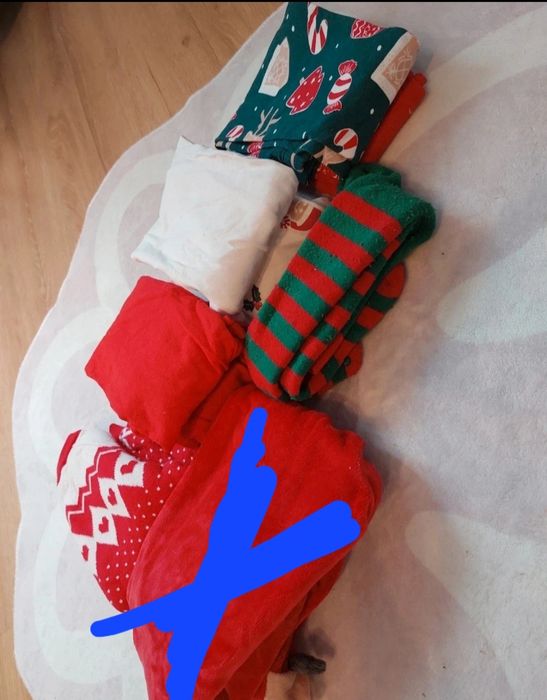 Świąteczna paka ubrań dla dziewczynki ubranka na święta body legginsy