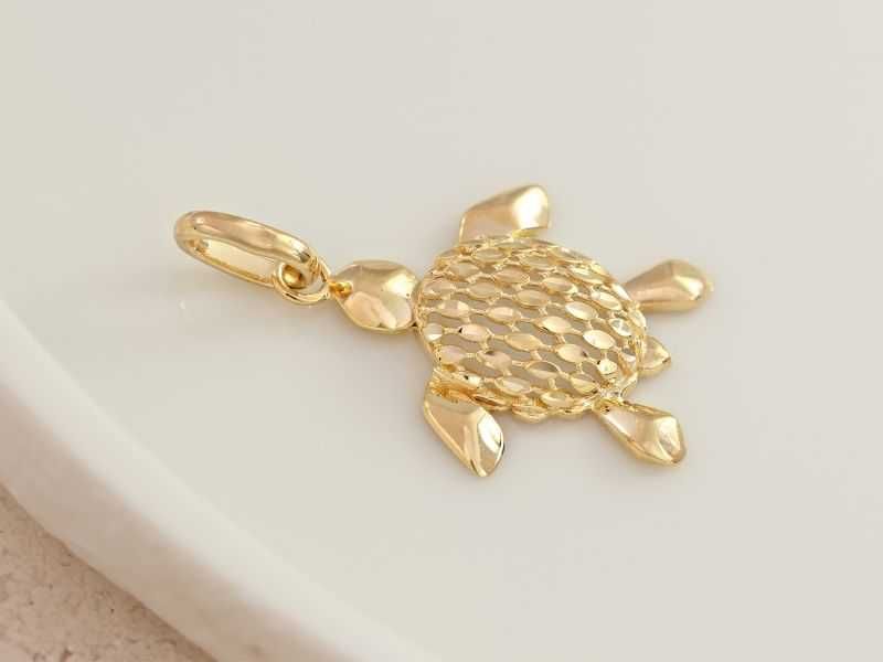 Przepiękny złoty wisiorek ŻÓŁW AŻUR pr.585