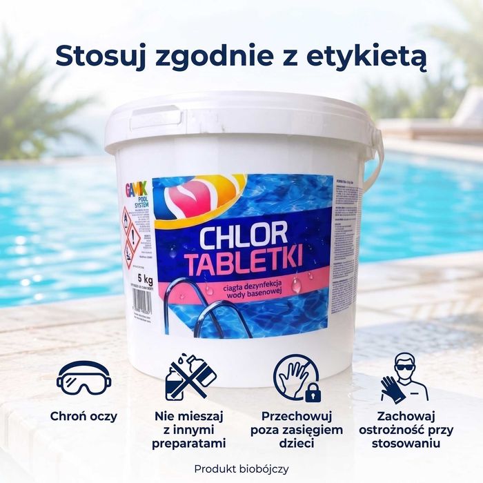 Chlor Tabletki 200 g - 5kg -25 szt. GAMIX Chemia Basenowa Chemia do Basenu