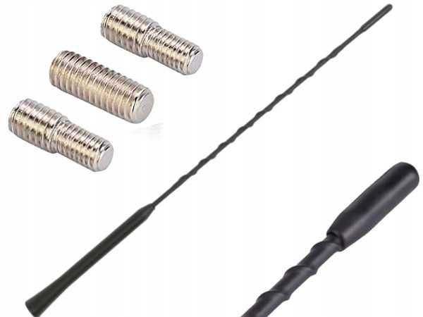 ANTENA SAMOCHODOWA uniwersalna bat maszt 40CM + adaptery z