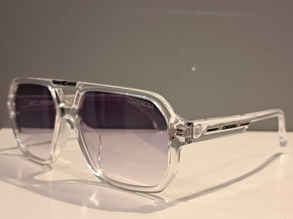 CARRERA męskie okulary przeciwsłoneczne transparentne logo nowe filtr