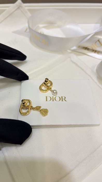 DIOR® Luksusowe kolczyki CD® ekskluzywna biżuteria kolczyki perły