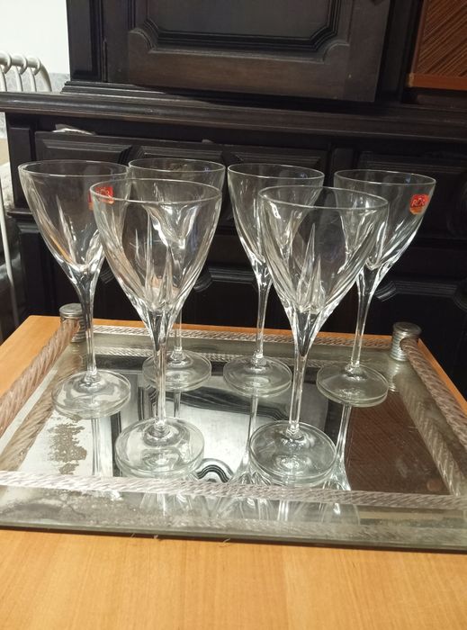 Copos de cristal de água seis copos medida 25.3cl marca rcr italiano