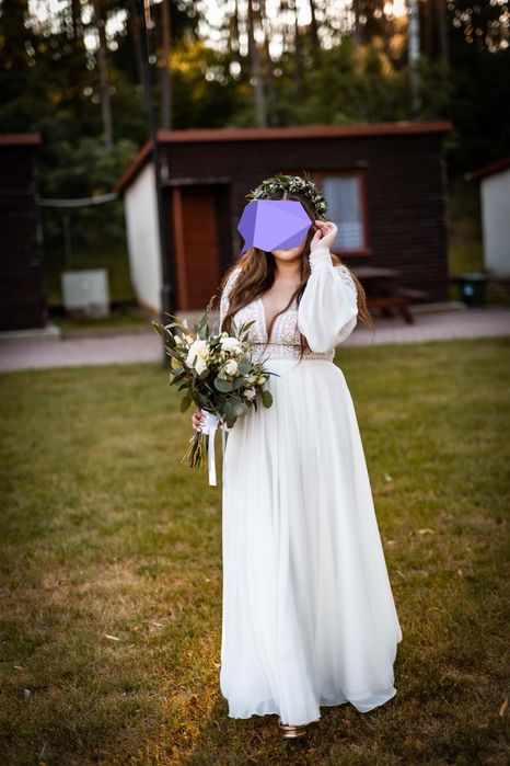 Suknia ślubna boho koronka muślin