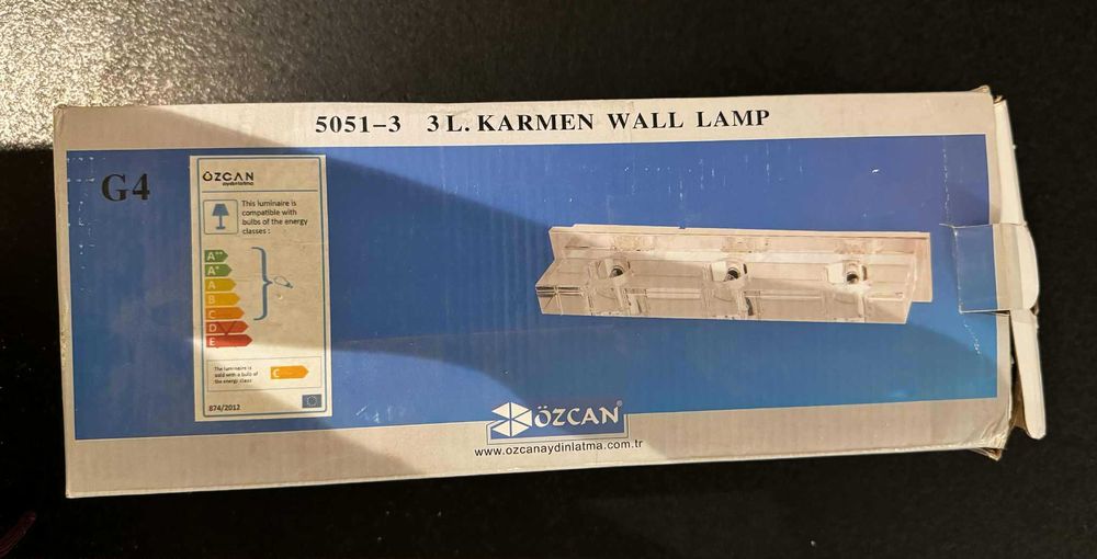 Nowa lampa ścienna kinkiet Ozcan Karmen 3 żarówki 20W