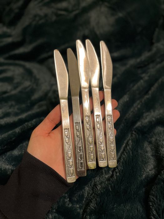 Zestaw sztućców nozy Gerlach konwalie 5 szt vintage retro PRL