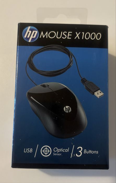 Rato HP X1000 com fio. Como novo. Na caixa.