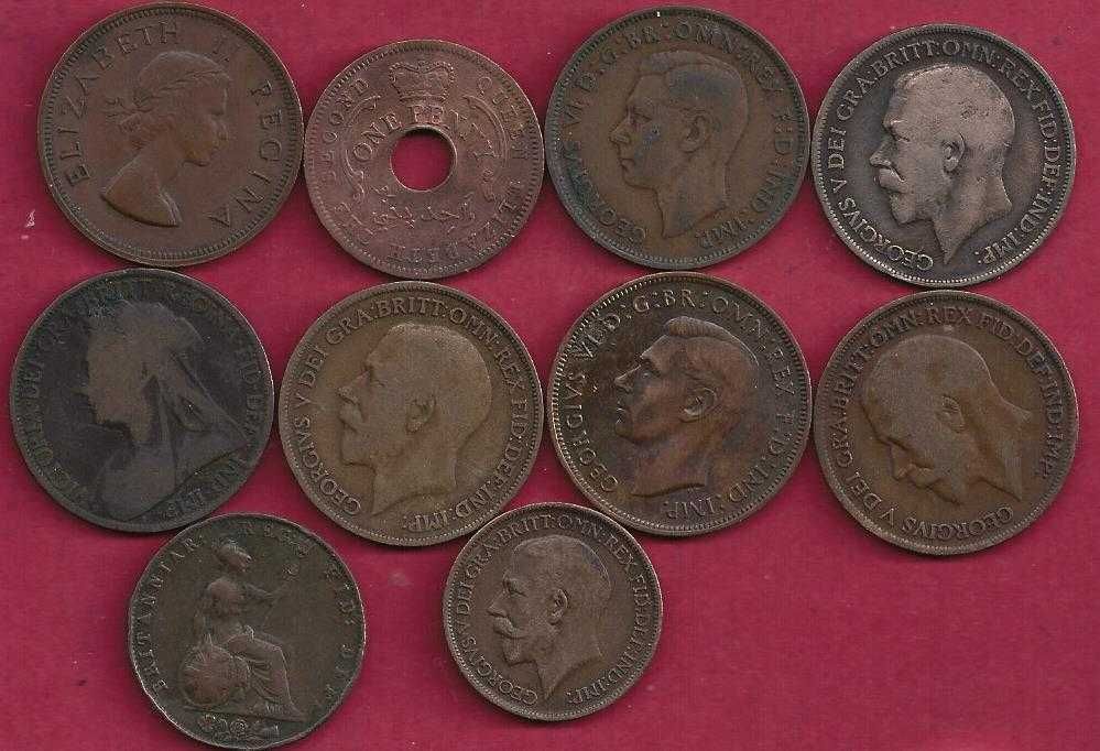 MOEDAS Lote de 10 Moedas Inglaterra,  Af do Sul.  Nigeria Interessante