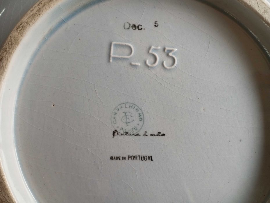 Antigo prato em faiança Carvalhinho Porto 39 cm