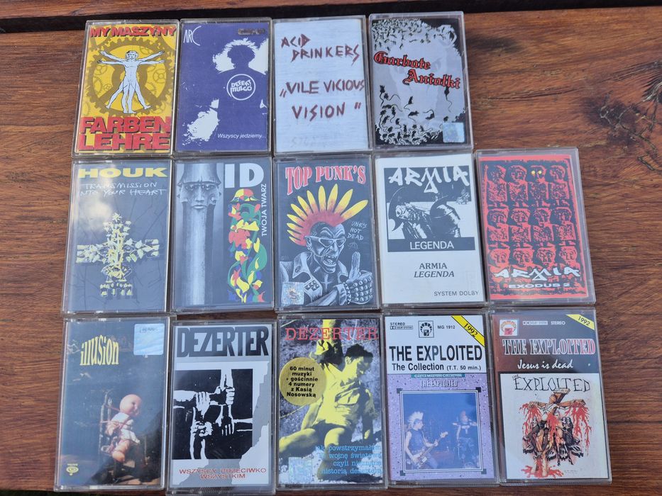 Kasety magnetofonowe punks, dezerter,houk,iluzion,armia,exploited