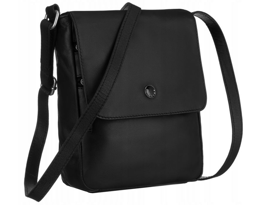 skórzana listonoszka damska z klapką - peterson