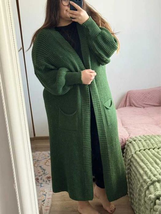 sweter zielony kardigan
