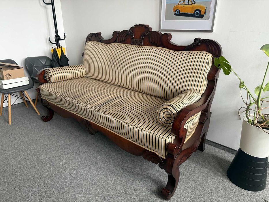 Wyjątkowa sofa-kanapa z 1850r w stylu biedermeier z elementami empire
