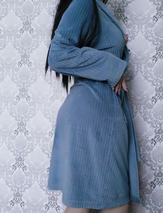 Женский велюровый халат с-м