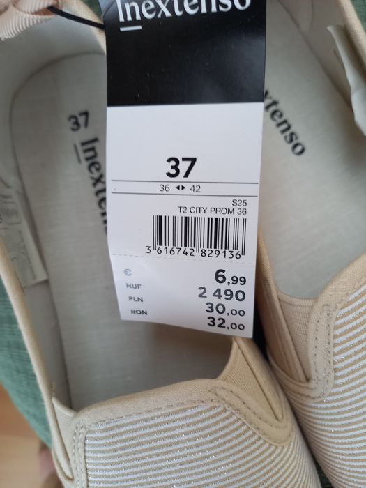 Beżowe ze srebrną nitką tenisowki damskie Inextenso rozmiar 37