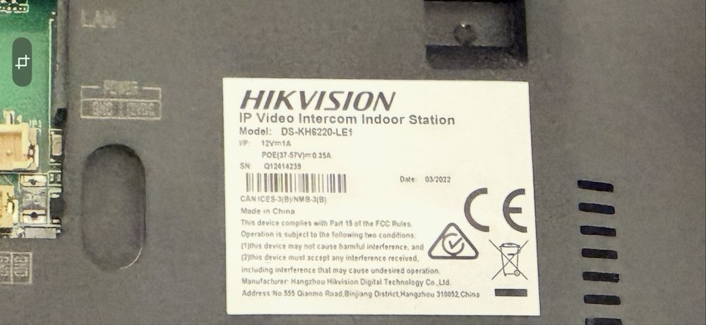 hikvision stacja wewnętrzna ip ds-kh6220-le1 mon 7-calowa bezdotykowa