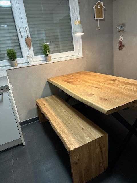 Стол две лавочки натуральный дуб мебель для кухни угол кухонный дуб