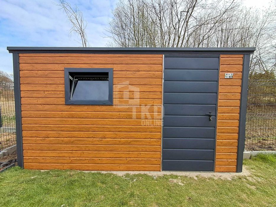 Schowek domek ogrodowy 4x2m drzwi okno dach spad w tył TKD392