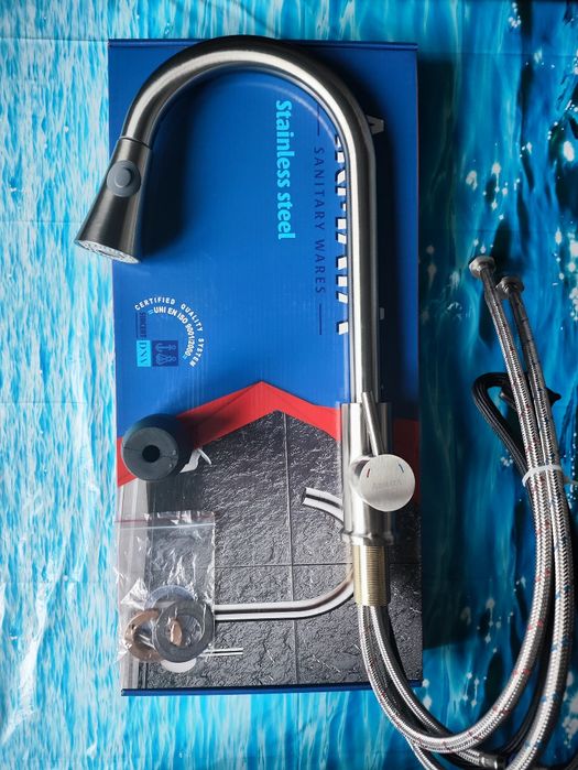 Смеситель, змішувач для кухни ARMATA SUS-014-B с выдвижной лейкой