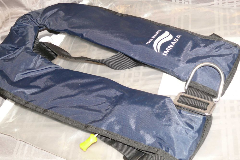 Colete insuflável Manual 150N, Azul, com Arnês