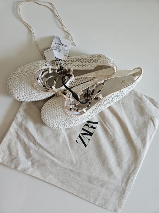 Босоножки балетки zara туфли вязаные 37