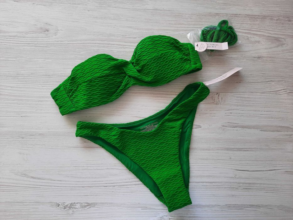 Купальник бандо Victoria's secret оригинал пуш-ап черный зеленый синий