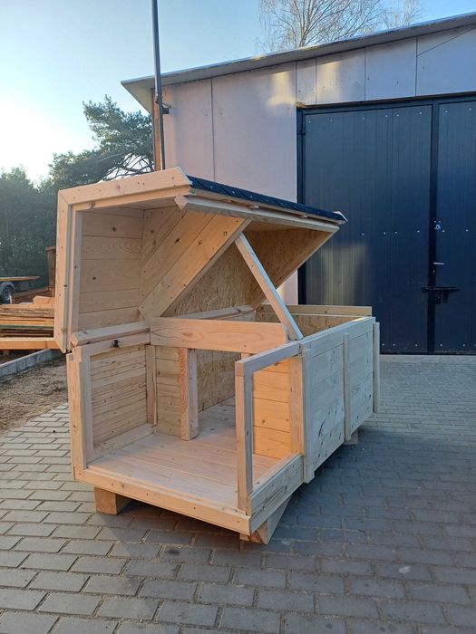 Ocieplona buda dla psa DUŻA z tarasem oraz podnoszonym dachem-wysyłka!