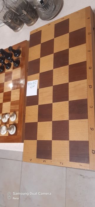шахматы ссср 40×40см шпон Львов полный комплект пешка 5см тура 6см