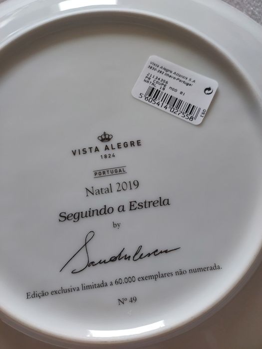 Prato "Coleção Natal " Vista Alegre, Ano 2019