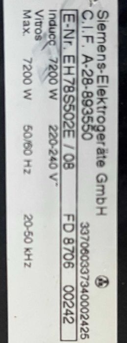 Індукційна поверхня врізна Siemens ідеальна 80х52см