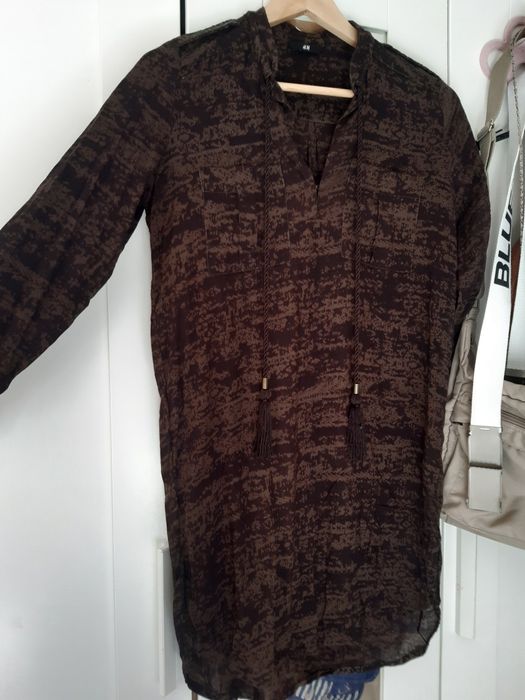 Tunika koszula sukienka zielono czarna