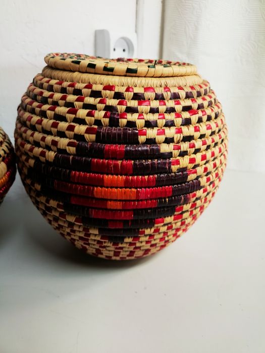 Pojemniki  afrykańskie,boho, ręcznie plecione.