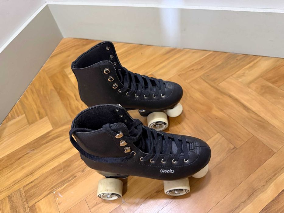 Patins de 4 Rodas Oxelo Quad Pretos, patinagem artística, tamanho