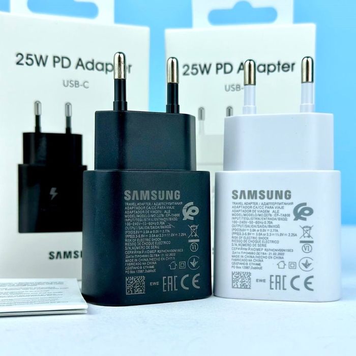Мережевий адаптер Samsung 25W USB-C White & Black: 249 грн. - Зарядные ...