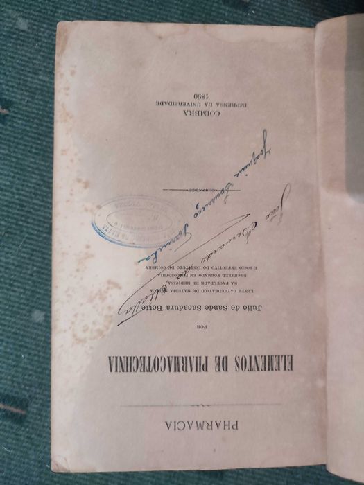 Elementos de Pharmacotechnia - Coimbra, 1890