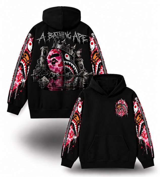 Худи BAPE Shark Hoodie Custom logo унисекс бейп толстовка кофта лонгслив