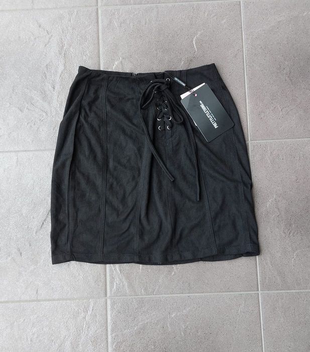 Spódnica mini zamszowa sznurek zamek XS 34 Nowa