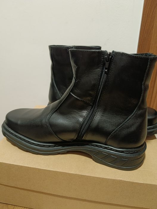 Buty męskie trzewiki ocieplane skóra za kostkę czarne 43 skórzane botk