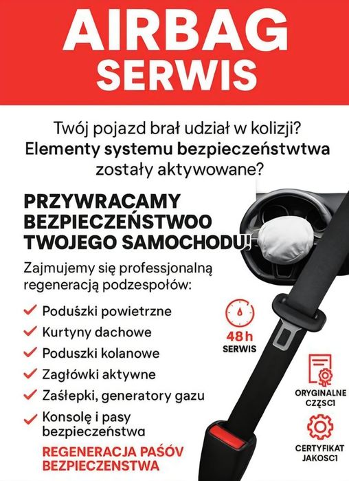 Pasy bezpieczenstwa regeneracja naprawa konsole airbag kokpit deski